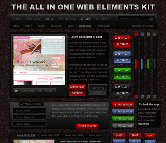 50+ PSD UI Web design elements allinone