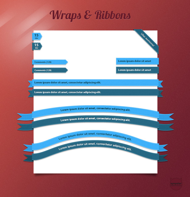 50+ PSD UI Web design elements wrapsandribbons