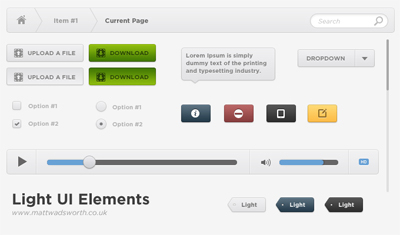 50+ PSD UI Web design elements lightuielements