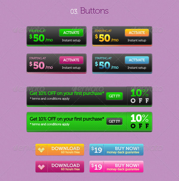 50+ PSD UI Web design elements gloriouscolors