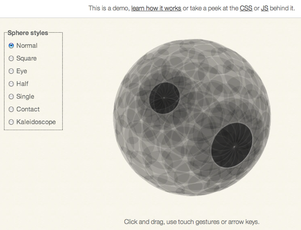 Stop obsessing over HTML5 and CSS3 Demo of a 3D sphere created in CSS3