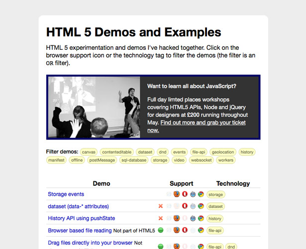 The ultimate HTML5 resource guide html5demos