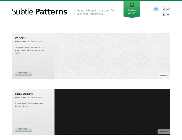 What’s new for web designers – May 2011 subtlepatterns