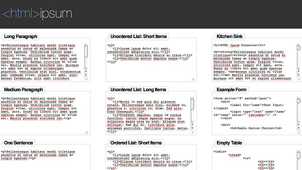 HTML5 and CSS3: Wireframing in the final product HTML-Ipsum