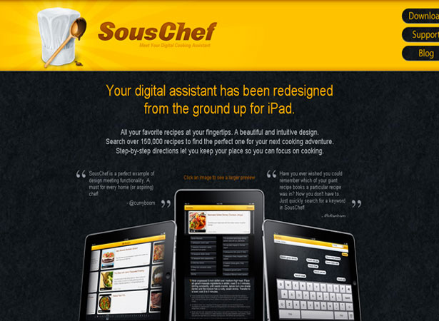 A Collection of Attractive Websites for iPad Applications souschefapp