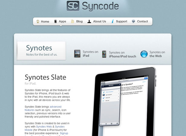 A Collection of Attractive Websites for iPad Applications syncode