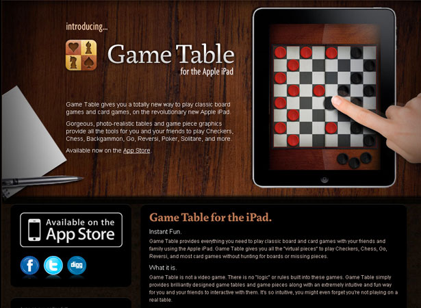 A Collection of Attractive Websites for iPad Applications gametableapp
