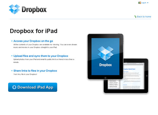 A Collection of Attractive Websites for iPad Applications dropbox 7