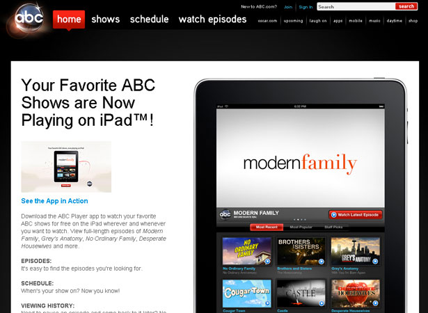 A Collection of Attractive Websites for iPad Applications abc player for ipad