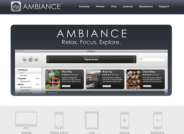 A Collection of Attractive Websites for iPad Applications ambianceapp