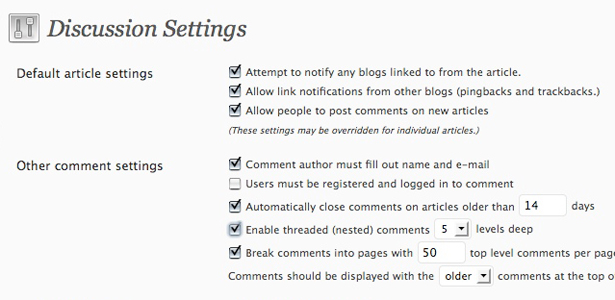 How to Drastically Improve Your WordPress Blog's Comments discussion settings
