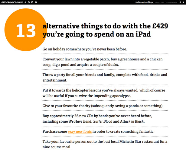 The Pros and Cons of Art-Directed Blogs gregorywood 13alternativethings