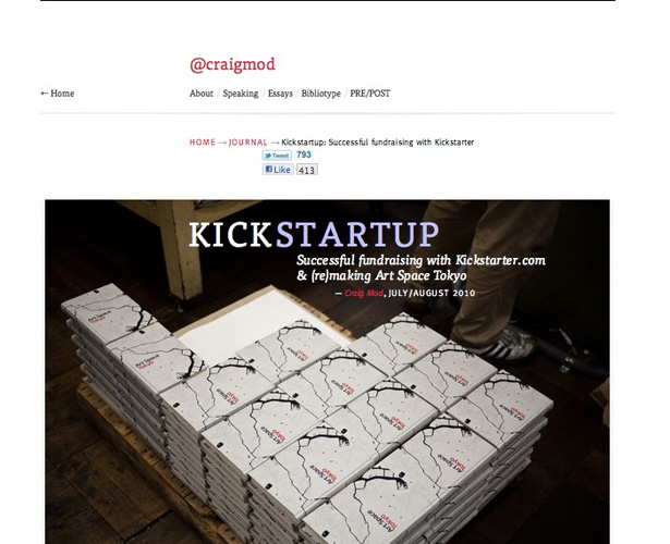 The Pros and Cons of Art-Directed Blogs craigmod kickstartup