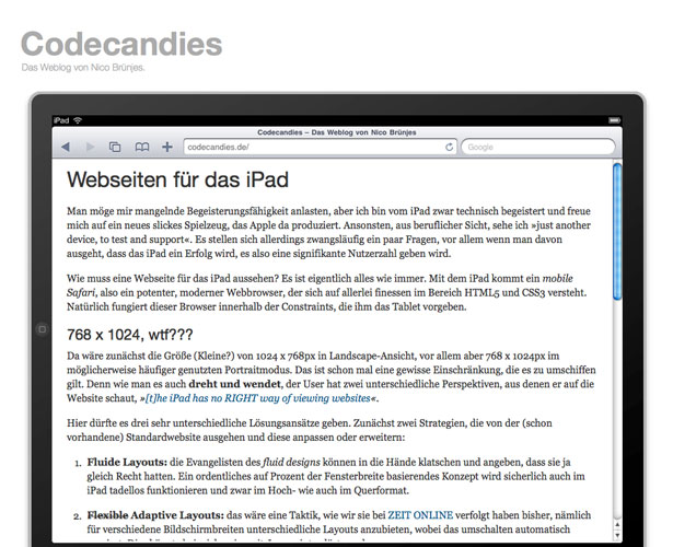The Pros and Cons of Art-Directed Blogs codecandies webseitenfurdasipad