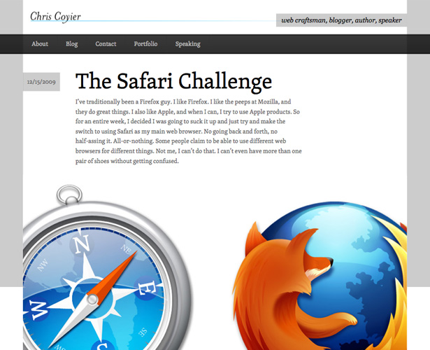 The Pros and Cons of Art-Directed Blogs chriscoyier safarichallenge