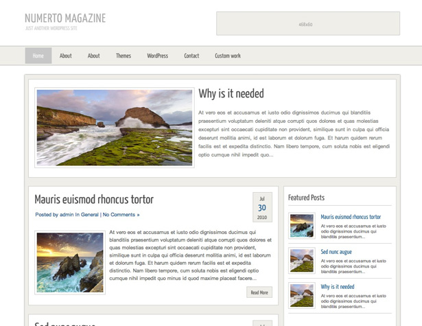 50+ New WordPress Themes: March 2011 numertomagazine
