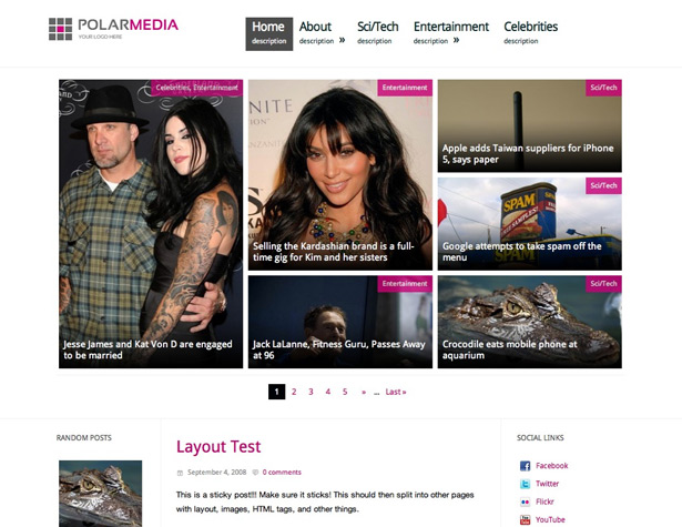 50+ New WordPress Themes: March 2011 polarmedia