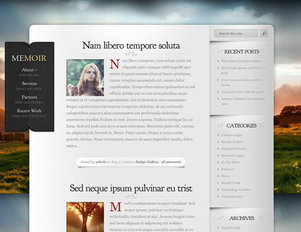 50+ New WordPress Themes: March 2011 memoir