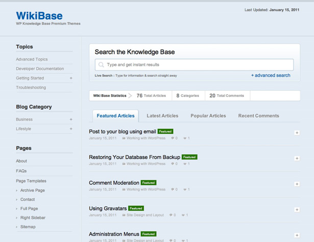 50+ New WordPress Themes: March 2011 wikibase