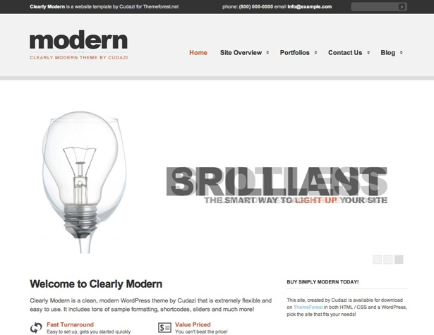50+ New WordPress Themes: March 2011 clearlymodern