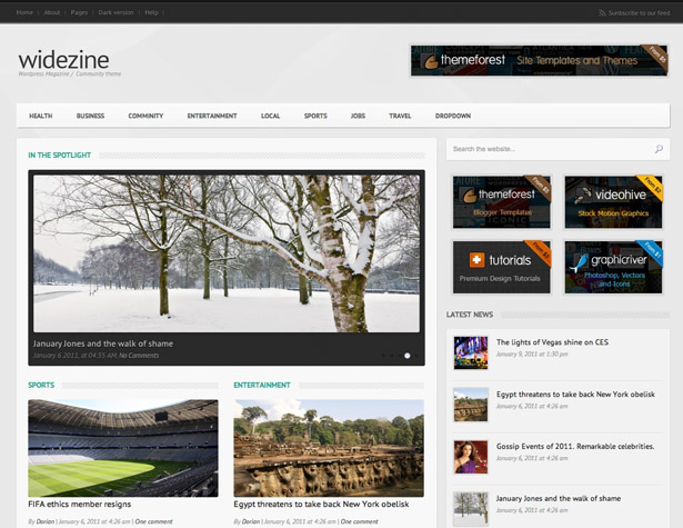 50+ New WordPress Themes: March 2011 widezine