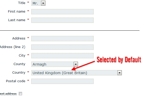 The 80/20 Rule Applied to Web Design Norht Rock Gallery's default country option