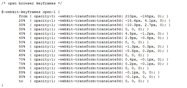 Changes to the Apple.com Design Some of Apple's code for keyframe animations