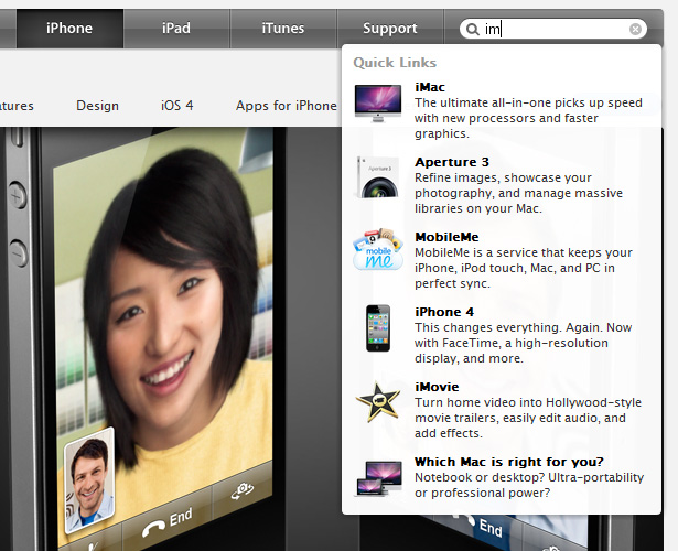 Changes to the Apple.com Design Search Suggestions on Apple.com