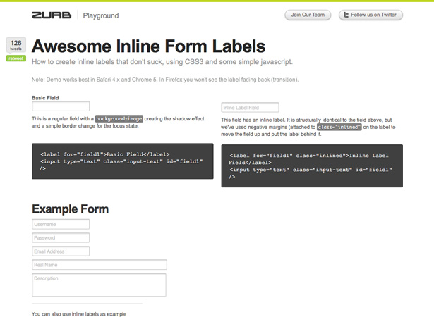 50+ Awesome CSS3 Techniques for Better Designs inlineformlabels