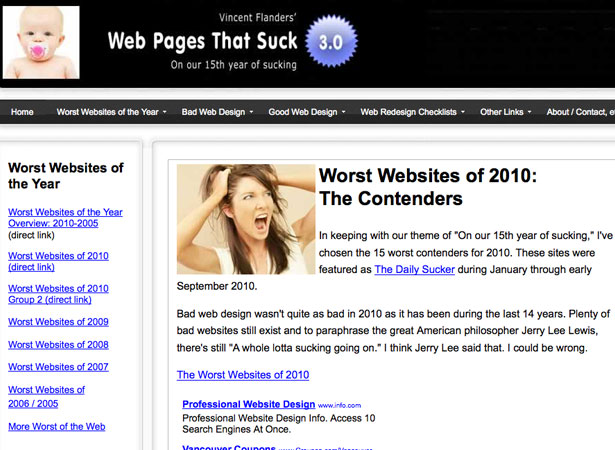 Web Design Predictions for 2011 Vincent Flanders Web Pages that Suck