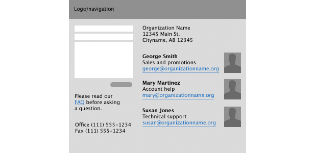 diagram of a cluttered contact form