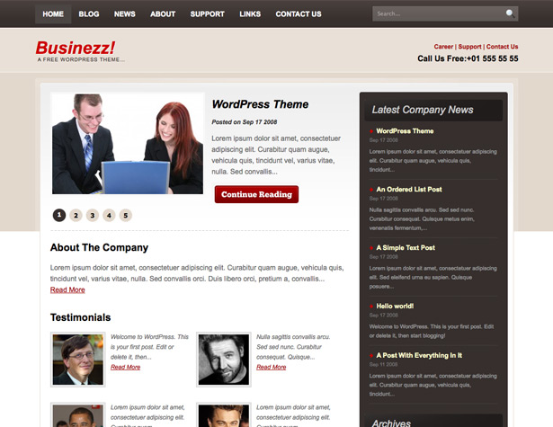 45+ New WordPress Themes: October 2010 businezz