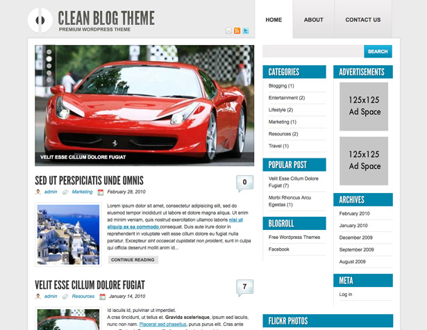 45+ New WordPress Themes: October 2010 cleanblogtheme
