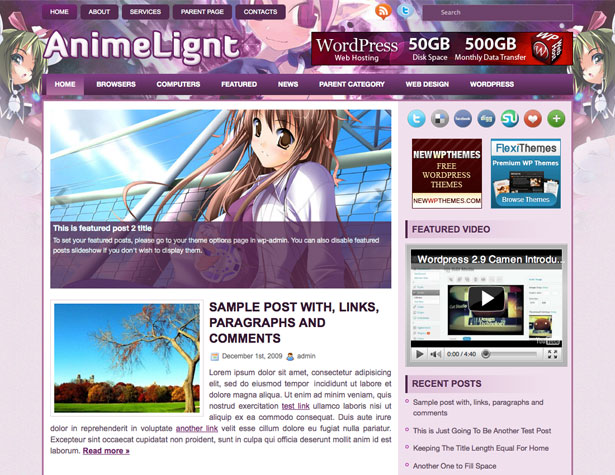 45+ New WordPress Themes: October 2010 animelight