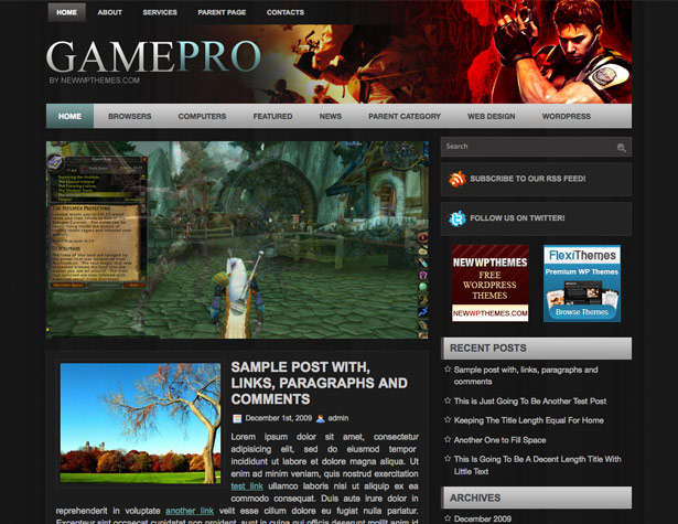 45+ New WordPress Themes: October 2010 gamepro