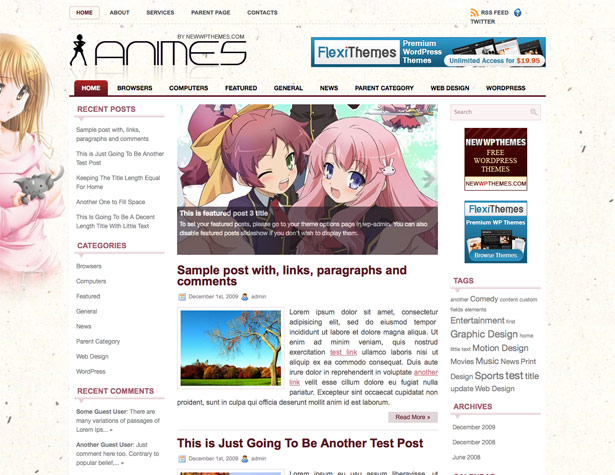 45+ New WordPress Themes: October 2010 animes