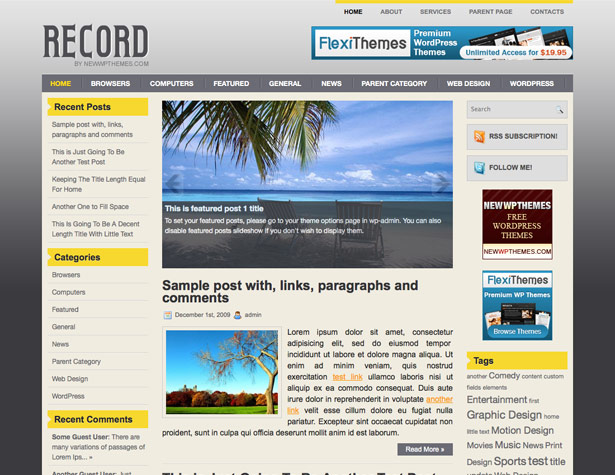 45+ New WordPress Themes: October 2010 record