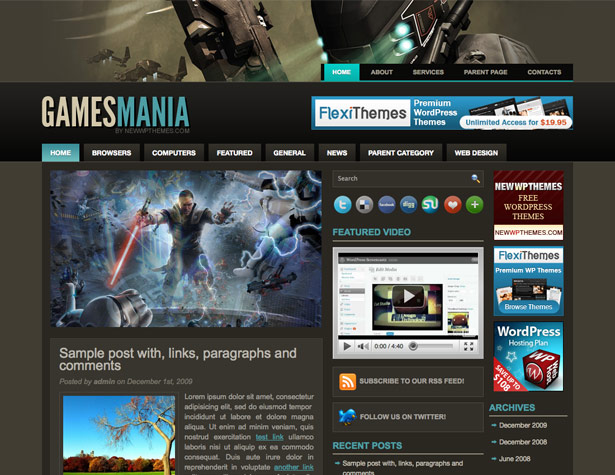 45+ New WordPress Themes: October 2010 gamesmania