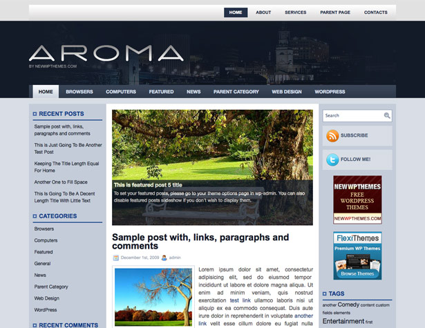45+ New WordPress Themes: October 2010 aroma