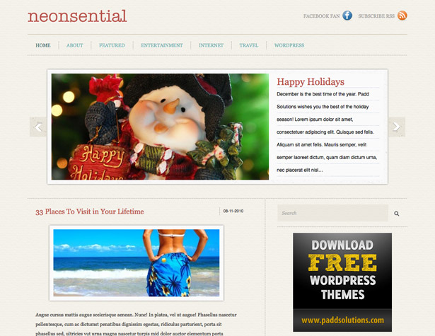 45+ New WordPress Themes: October 2010 neonsential
