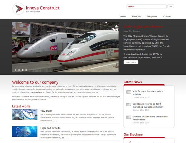 45+ New WordPress Themes: October 2010 innovaconstruct
