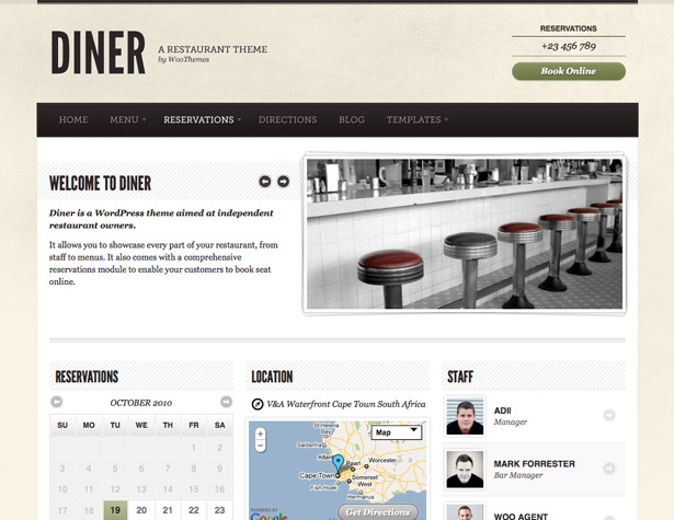 45+ New WordPress Themes: October 2010 diner