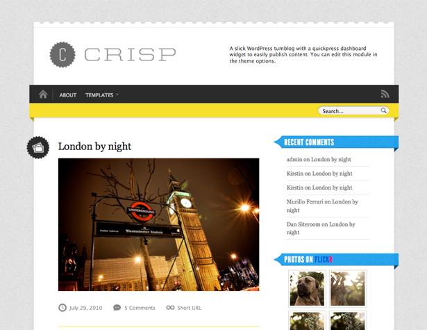 45+ New WordPress Themes: October 2010 crisp