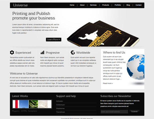45+ New WordPress Themes: October 2010 universe