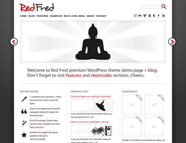 45+ New WordPress Themes: October 2010 redfred