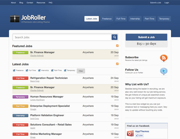 45+ New WordPress Themes: October 2010 jobroller