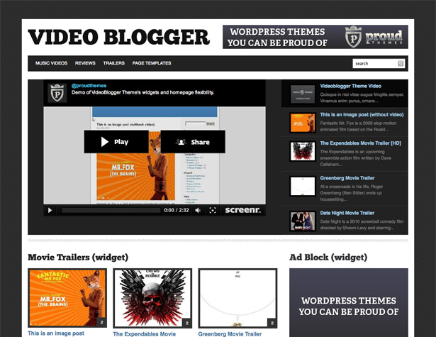 45+ New WordPress Themes: October 2010 videoblogger