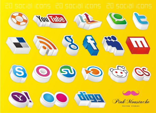 Ultimate Collection of Social Media Icons amazing3dicons