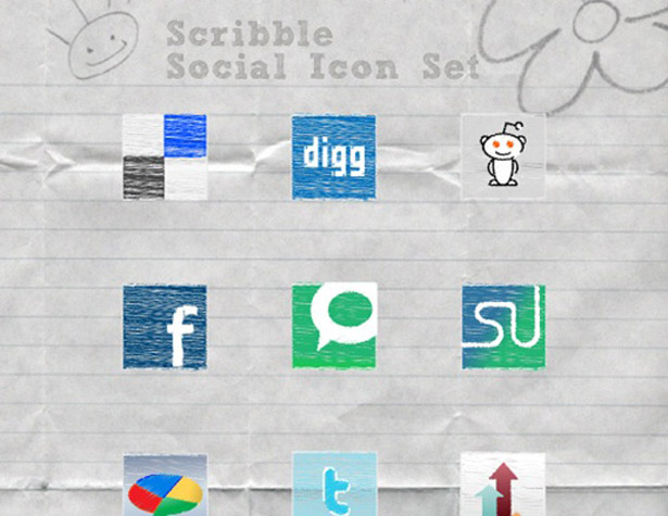 Ultimate Collection of Social Media Icons scribble