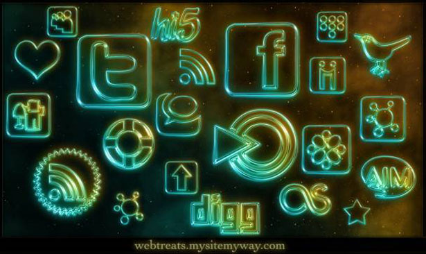 Ultimate Collection of Social Media Icons glowingneon